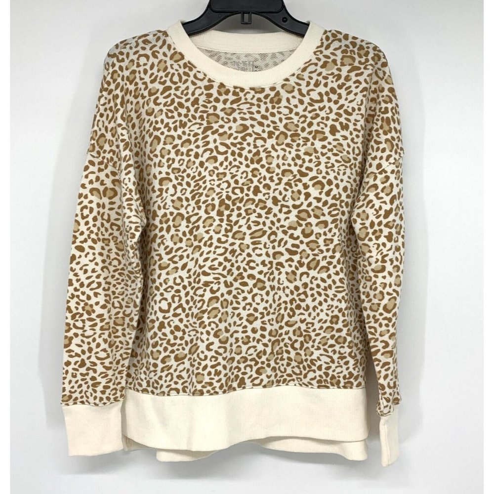 Time and Tru Sweatshirt Leopard Beige Pullover Crewneck - Picture 2 of 11